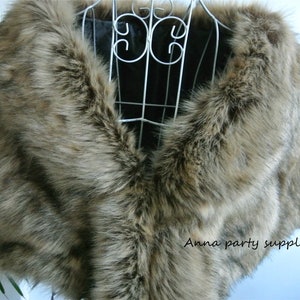 brown faux fur shrug bridal wrap shrug wedding faux fur cape stole Bridal Faux Fur Stole Fur Shawl Cape