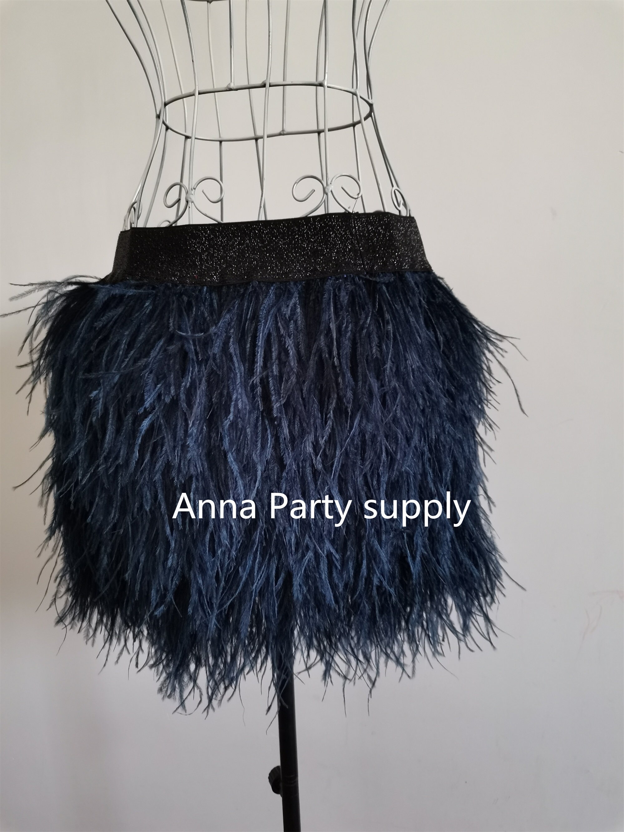 Navy Blue Ostrich Feather Skirt 22 Colors - Etsy