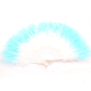 weiß mit Mint grün Spitze Marabou Feder Fan Burlesque Feder Fan tanzen 20 * 12Zoll 12farben für Partei begünstigt Showgirl Zoll Partysupply