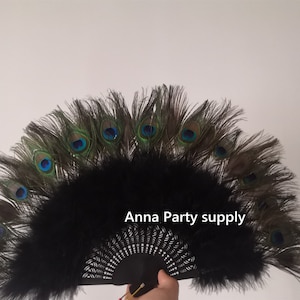 black marabou feather fan burlesque peacock feather fan 25*14inch 8colors for party favors showgirl customs