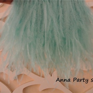 1 yard light aqua Ostrich feather fringe trim for sewing dress party supply #43