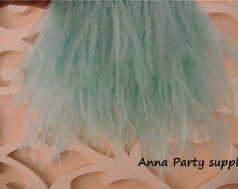 1 yard light aqua Ostrich feather fringe trim for sewing dress party supply #43