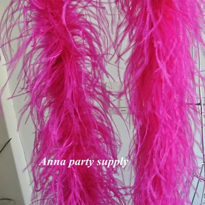 2 yards hot pink ostrich feather boa 3 ply thickness for party dress supply