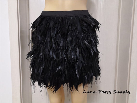 Annapartysupply Black Feather Skirt for Dancing Showgirl Party Supply