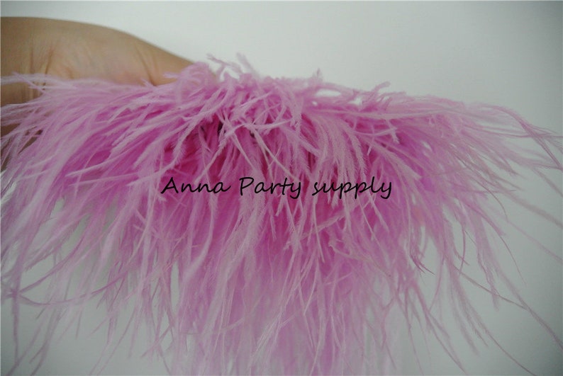1 yard light pink Ostrich feather fringe trim for sewing dress party supply #23