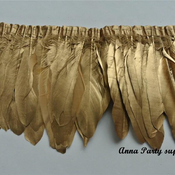 thumbnail image 2 of 2 Metres Natural Beige Cream Rooster Feather Fringe Ribbon Trim – DIY Crafts 2 of 4