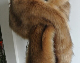 Brown with black tip faux fur bridal wrap shrug wedding faux fur cape Wedding Fur shrug Bridal Faux Fur Stole Fur Shawl Cape
