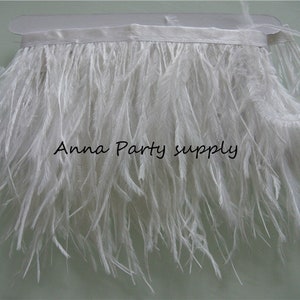 1 yard white Ostrich feather fringe trim for sewing dress party prom supply