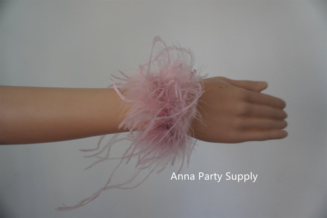 Blush Pink Feather Bracelets Feather Cuff Bracelet With Ostrich