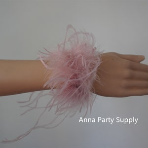piuma rosa cipria Bracciali polsino di piume Bracciale con piume di struzzo 1 paio di piume Band