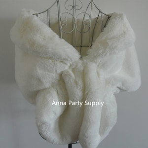 white faux fur bridal wrap shrug wedding faux fur cape shrug bridal Faux Fur Stole