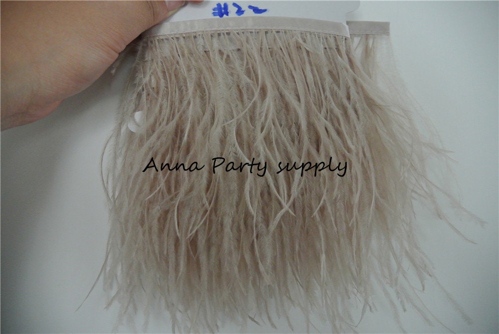CREAM / Ivory Ostrich Feather Fringe Trim 10 Yards for Sewing 