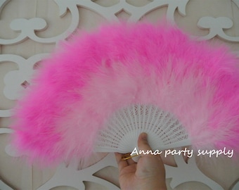 Rosa claro con punta rosa marabú pluma fan burlesque pluma fan bailando 20 * 12inch 12colors para la fiesta favorece las costumbres showgirl