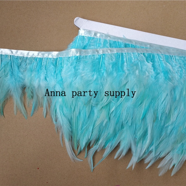 aqua hackle rooster feather fringe trim for sewing desgin prom party decor supply