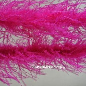 2 yards hot pink ostrich feather boa 3 ply thickness for party supply decor supply craft supply