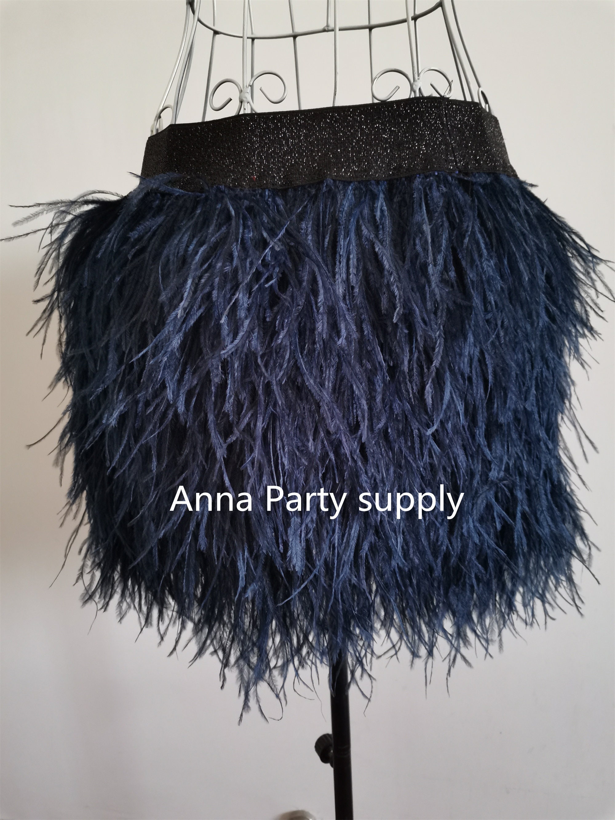 Navy Blue Ostrich Feather Skirt 22 Colors - Etsy