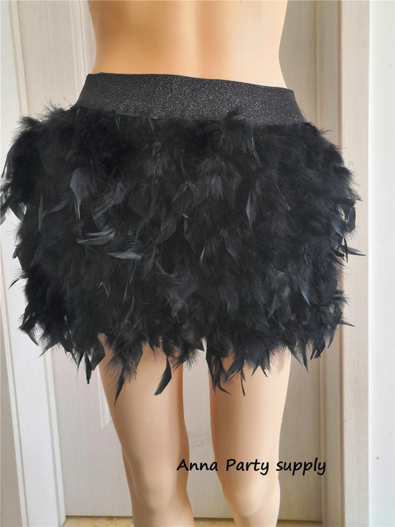 Annapartysupply Black Feather Skirt for Dancing Showgirl Party Supply