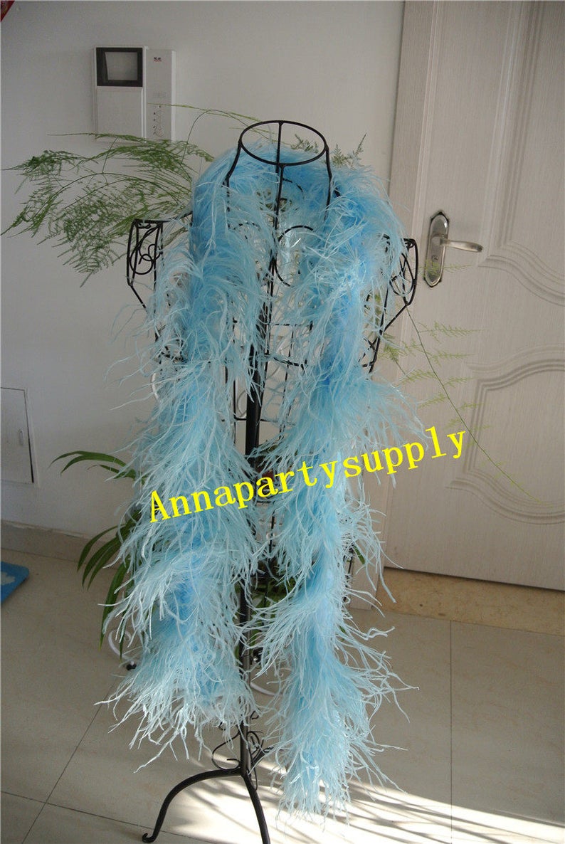 2 Meters Light Turquoise Light Blue Ostrich Feather Boa 2 Ply Etsy