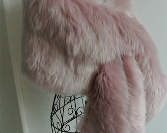 Dust pink faux fur shrug bridal wrap shrug wedding faux fur cape stole Wedding Fur warp Bridal Faux Fur Stole Fur Shawl Cape
