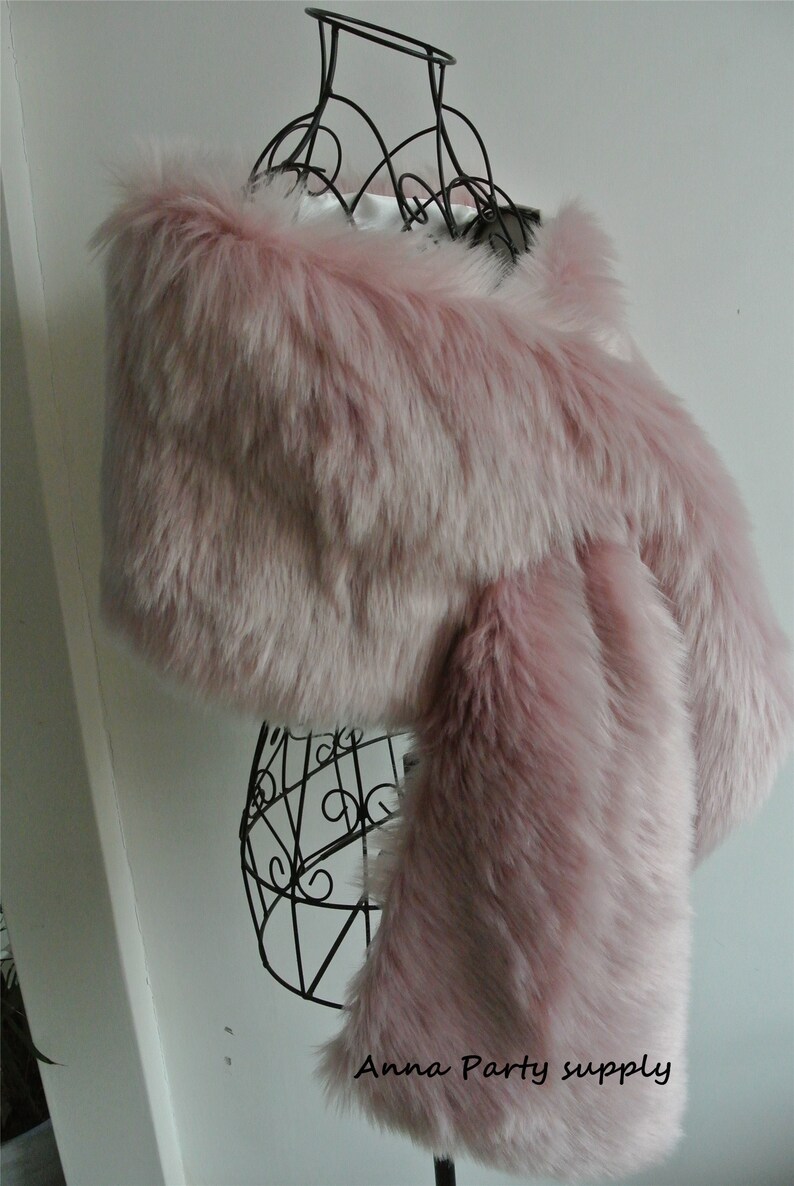 The Marilyn Luxury Vintage Faux Fur Shrug Wrap - Deco Pink main image 1
