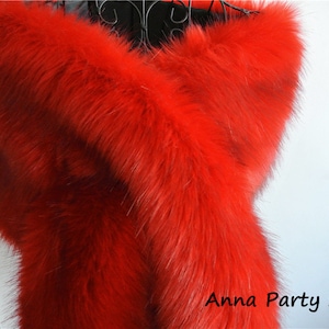 red with black tip faux fur bridal wrap shrug wedding faux fur cape Wedding Fur shrug Bridal Faux Fur Stole Fur Shawl Cape