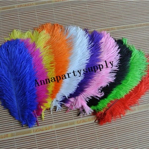 100 pcs 8-9inches white black red orange gold ivory lime green pink purple blue brown yellow burgundy ostrich feather plume