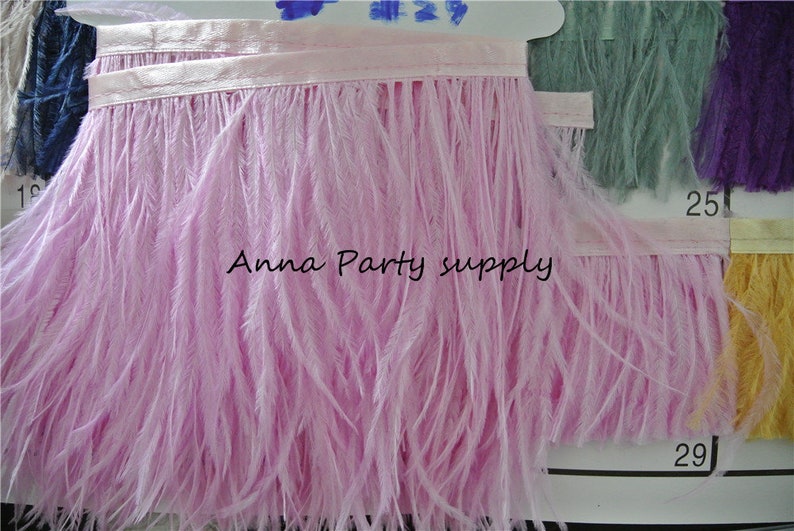 1 yard light pink Ostrich feather fringe trim for sewing dress party supply #23