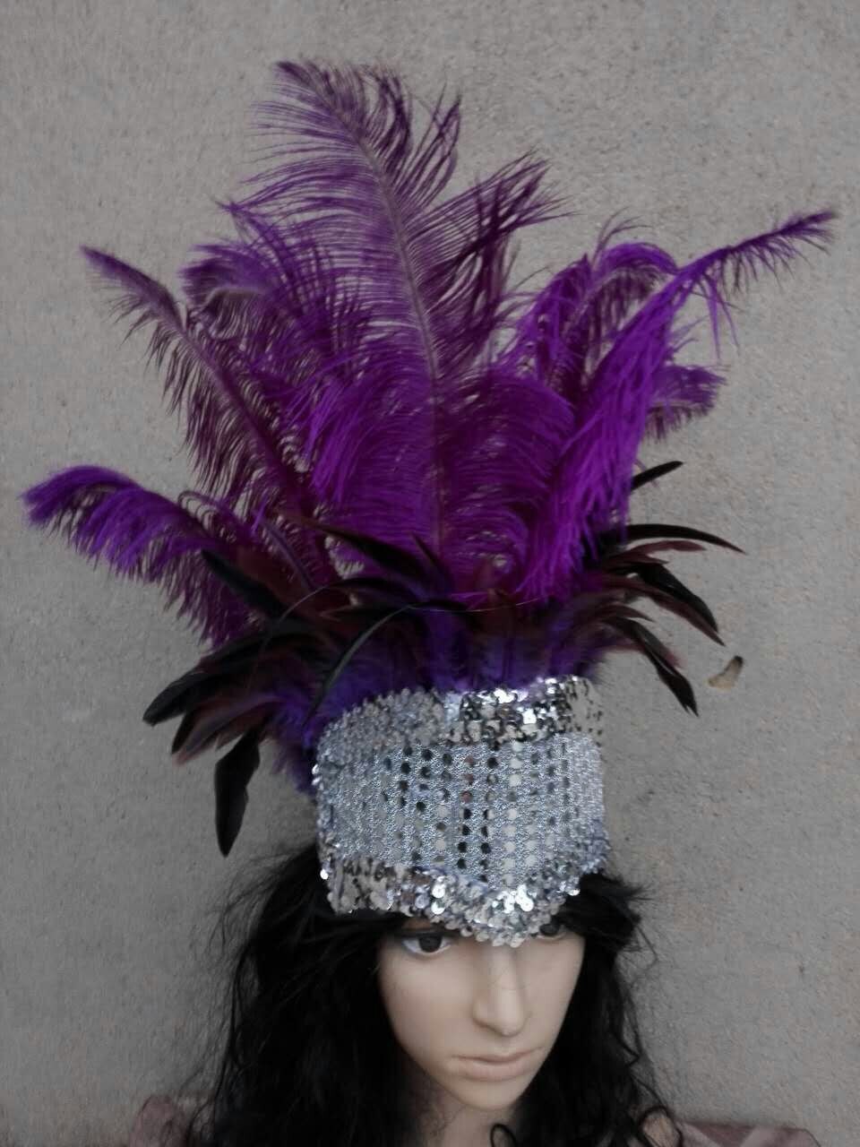 14 INCH TALL Purple Burlesque Feather 