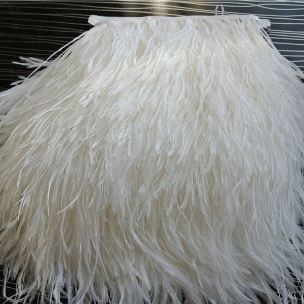 10 yards White Ostrich feather fringe trim for sewing craft supply