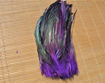 100 pcs purple 12-14inch rooster feather loose for party supply decor halloween decor supply