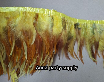 yellow rooster hackle feather fringe trim 10 yards of 12 colors