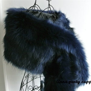 nave blue faux fur bridal wrap shrug wedding faux fur cape Wedding Fur shrug Bridal Faux Fur Stole Fur Shawl Cape