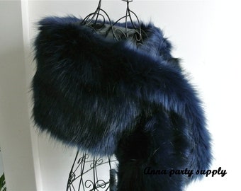 nave blue faux fur bridal wrap shrug wedding faux fur cape Wedding Fur shrug Bridal Faux Fur Stole Fur Shawl Cape