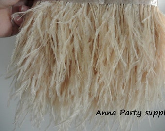 1 yard khaki Ostrich feather fringe trim for sewing dress supply