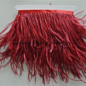1 yard wine red burgundy Ostrich feather fringe trim for sewing dress party supply #10
