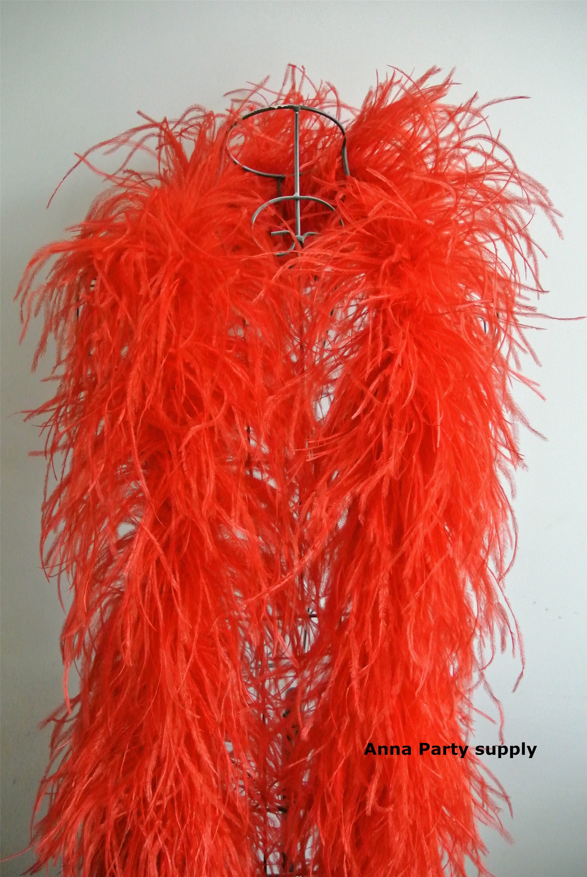 Boa En Plumes D'autruche Rayé Bleu Clair - 2 Mètres - Pour Costumes Et Déco