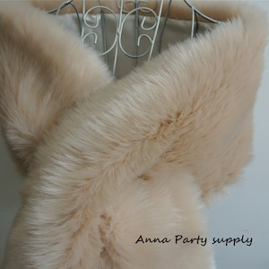 light beige faux fur bridal wrap shrug wedding faux fur cape Wedding Fur shrug Bridal Faux Fur Stole Fur Shawl Cape