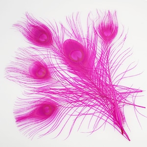 100 pcs 10-12inch hot pink peacock feather peacock tail feather