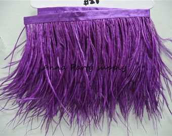 1 yard purple Ostrich feather fringe trim for sewing dress party supply #26