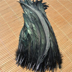 100 pcs black 12-14inch rooster feather loose cock feather loose for supply decor costume supply image 1
