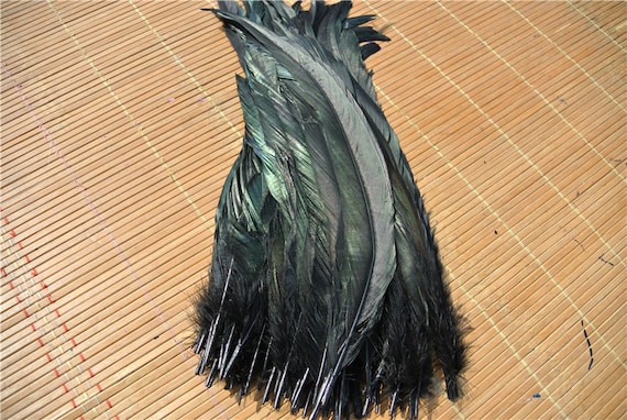 100 pcs black 12-14inch rooster feather loose cock feather loose for supply decor costume supply