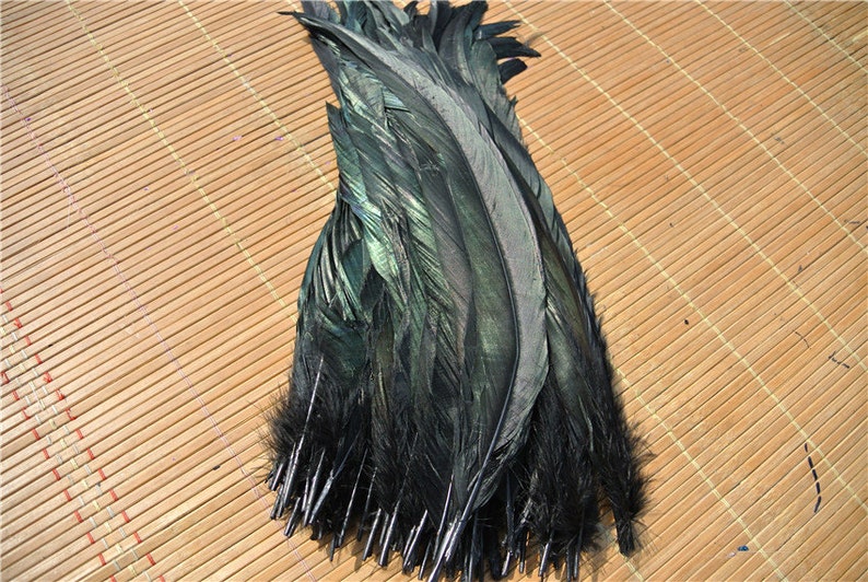 100 pcs black 12-14inch rooster feather loose cock feather loose for supply decor costume supply image 1