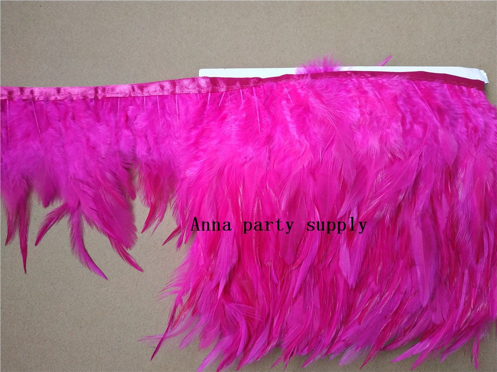 Hot Pink Hackle Rooster Feather Fringe Trim for Sewing Desgin | Etsy
