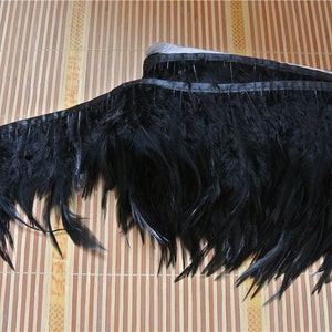 hackle feather fringe trim black color for sewing desgin prom party supply