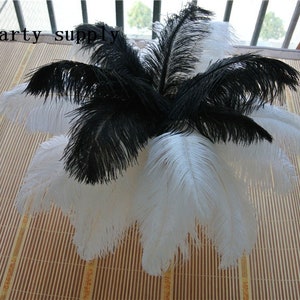 100 pcs black and white ostrich feather plume for wedding party supply wedding centerpiece