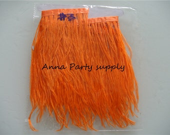 1 yard orange Ostrich feather fringe trim for sewing dress party prom supply