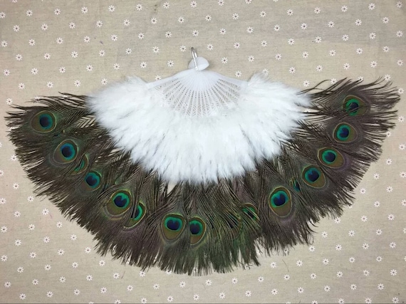 Pluma de pavo real de una sola capa blanco marabú pavo real pluma fan  burlesque pluma fan 25 14 pulgadas 8colores para favores de fiesta showgirl  costumbres -  México