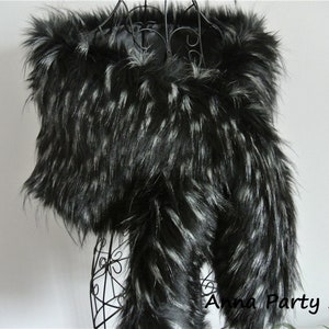 black with white faux fur bridal wrap shrug wedding faux fur cape Wedding Fur shrug Bridal Faux Fur Stole Fur Shawl Cape