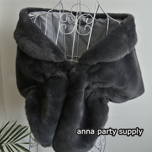 dark gray faux fur bridal wrap shrug wedding faux fur cape wedding supply