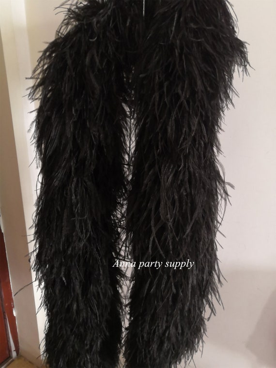 Annapartysupply 28 Colors Black Ostrich Feather Boa 20 Ply Thickness for Party Craft Supply